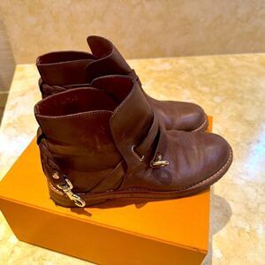 Mulberry brown leather booty with silver hardware. Size 10. Very gently worn